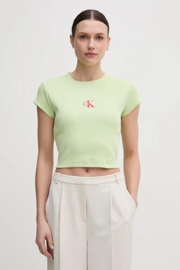 Tričko Calvin Klein Jeans dámske, zelená farba, LV047AB802