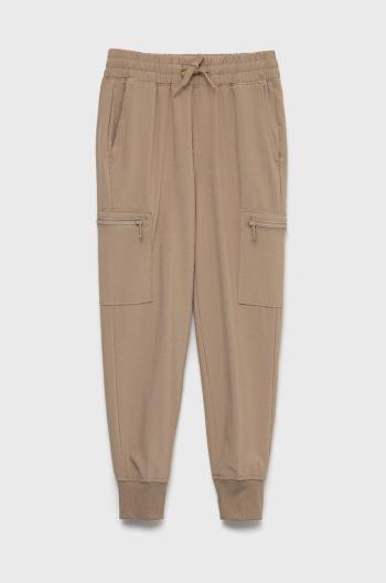 Detské nohavice Abercrombie & Fitch béžová farba, jednofarebné