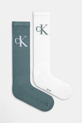 Ponožky Calvin Klein Jeans 2-pak pánske, zelená farba, 701228802