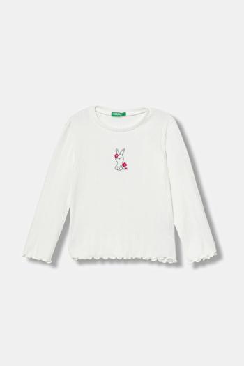 Detské tričko s dlhým rukávom United Colors of Benetton biela farba, 3KIEG10KK