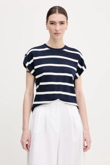 Bavlnené tričko Tommy Hilfiger dámske, tmavomodrá farba, WW0WW45628