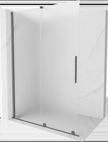 MEXEN/S - Velar Sprchová zástena posuvná Walk-in 140 x 200, dekor 8 mm, grafit metal 871-140-000-33-95