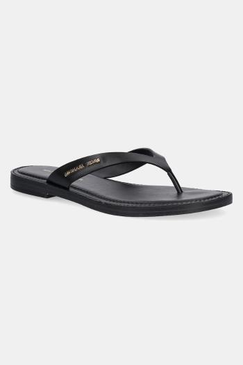 Kožené žabky MICHAEL Michael Kors Koko dámske, čierna farba, na plochom podpätku, 40S5KOFA1L.001