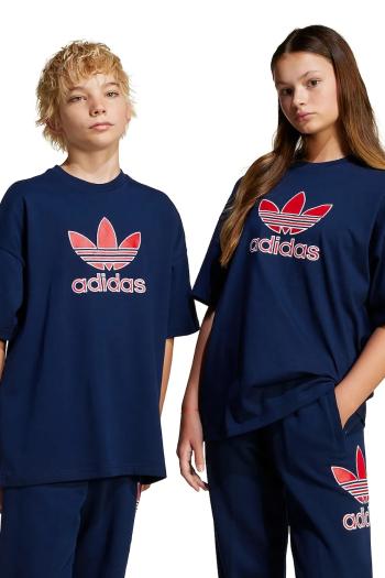 Detské bavlnené tričko adidas Originals tmavomodrá farba, s nášivkou, JC9117