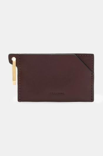 Kožené puzdro na karty AllSaints HEX CARDHOLDER bordová farba, W398XB