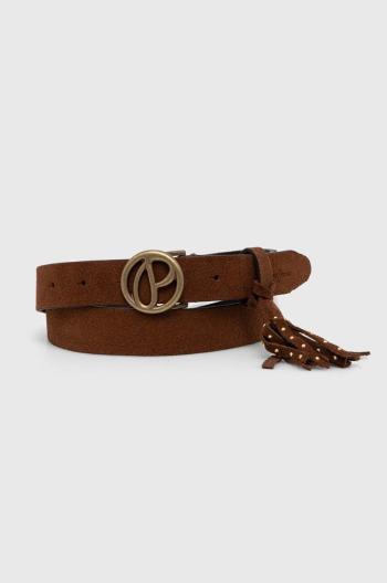 Semišový opasok Pepe Jeans ATHELEA BELT hnedá farba, PL020858