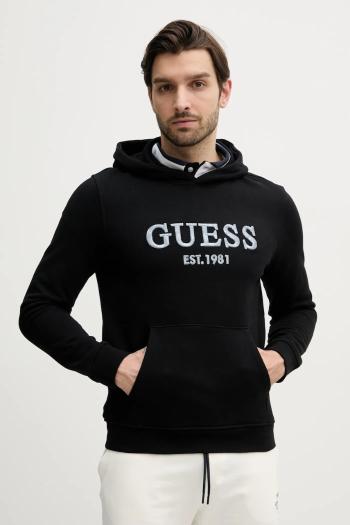 Mikina Guess BEAU pánska, čierna farba, s kapucňou, s nášivkou, M5GQ36 KCN01