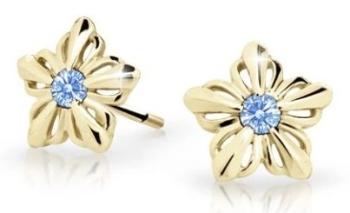 Cutie Jewellery Detské kvietkové náušnice zo žltého zlata C2238-30-X-1 svetlo modrá
