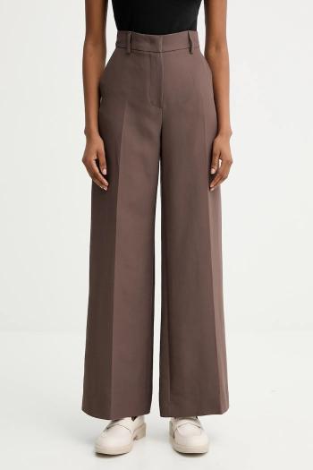 Nohavice Weekend Max Mara BALLO hnedá farba, široké, vysoký pás, 2525136151600
