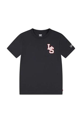 Detské bavlnené tričko Levi's "LS" MONOGRAM TEE čierna farba, jednofarebné, 9EL402