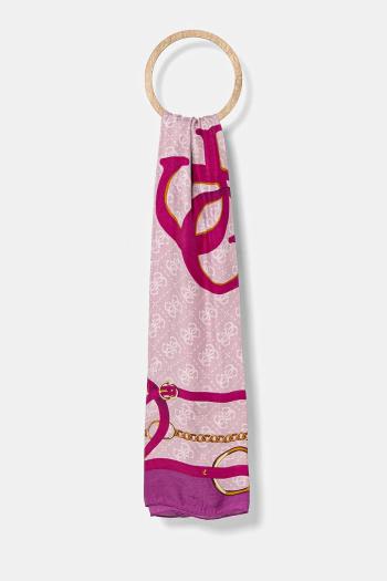 Šatka Guess FOULARD dámska, ružová farba, vzorovaná, AW5246 SIL30