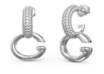 Guess Fashion kruhové náušnice s kryštálmi Oh My G JUBE04521JWRHT/U
