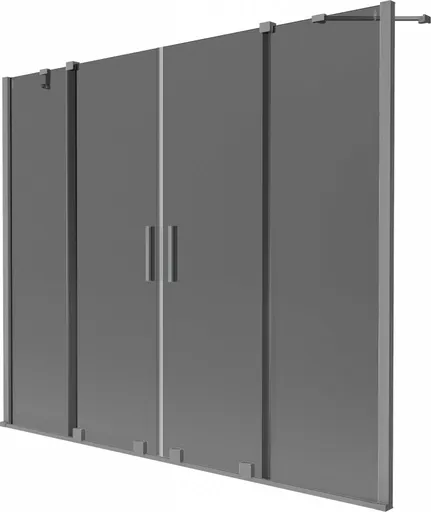 MEXEN/S - Velar Duo dvojkrídlová posuvná vaňová zástena 170 x 150, grafit, grafit metal 896-170-000-42-95