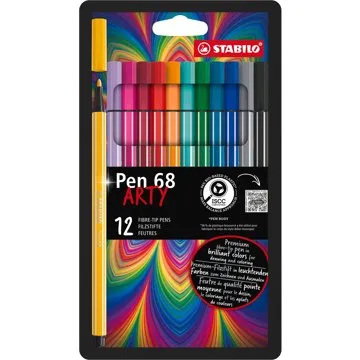STABILO Pen 68, 12 ks, kartónové puzdro „ARTY“ (4006381547000)