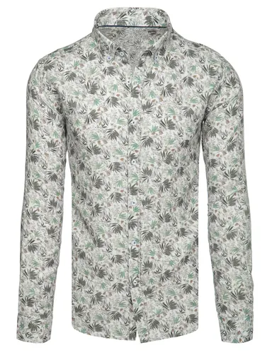 Košeľa pánska biela s kvetmi Dstreet DX2633