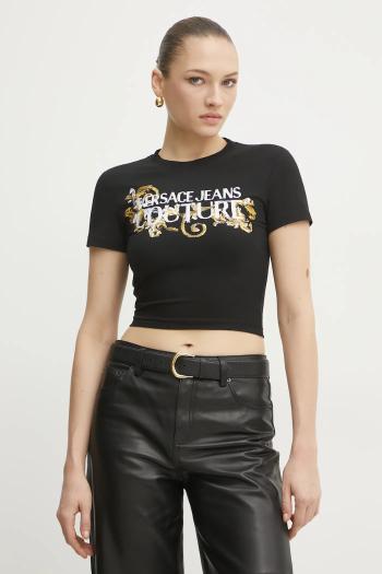 Tričko Versace Jeans Couture dámske, čierna farba, 78HAHC05 CJ02C