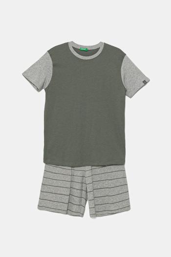 Detské bavlnené pyžamo United Colors of Benetton 2-pak zelená farba, vzorovaná, 30960P08R