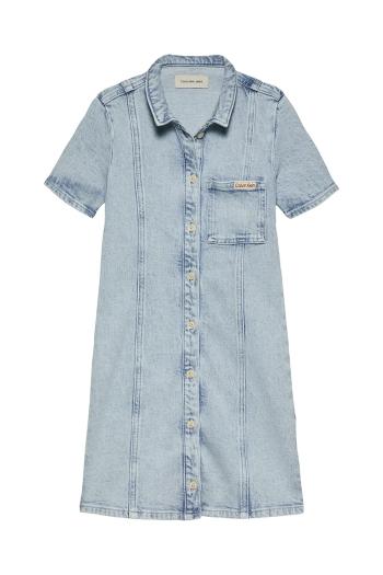 Dievčenské rifľové šaty Calvin Klein Jeans mini, rovný strih, IG0IG02902