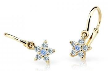 Cutie Jewellery Trblietavé detské náušnice zo žltého zlata C2118-10-X-1 svetlo modrá