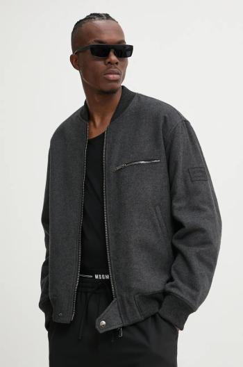 Bunda bomber s prímesou vlny Iceberg šedá farba, prechodná, oversize, O071 3068