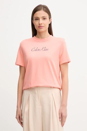 Bavlnené tričko Calvin Klein Jeans dámske, ružová farba, LV047C854G