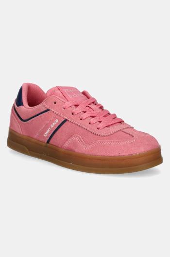 Semišové tenisky Tommy Jeans THE GREENWICH SUEDE ružová farba, EN0EN02696