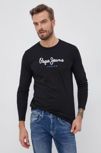 Bavlnené tričko s dlhým rukávom Pepe Jeans Eggo Long čierna farba, jednofarebné, PM508209.999