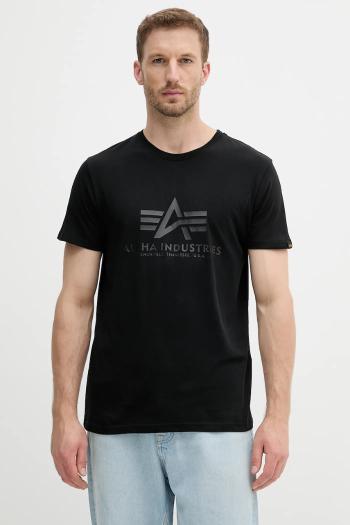 Bavlnené tričko Alpha Industries pánske, čierna farba, s potlačou, 100501CB.515