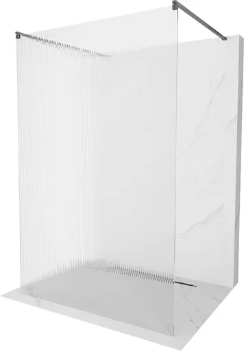 MEXEN/S - Kioto samostatne stojaca sprchová zástena 100 x 200, prúžky 8 mm, grafit kartáčovaná 800-100-002-66-09