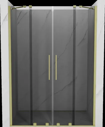 MEXEN/S - Velar Duo posuvné sprchové dvere 160, grafit, zlatá kartáčovaná 871-160-000-42-55