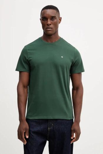 Bavlnené tričko Calvin Klein Jeans pánske, zelená farba, jednofarebné, LV04RD254G