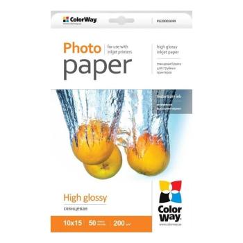 COLORWAY PHOTO PAPER HIGH GLOSSY 200G/M, 10X15, 50PC. (PG2000504R) (PG2000504R)