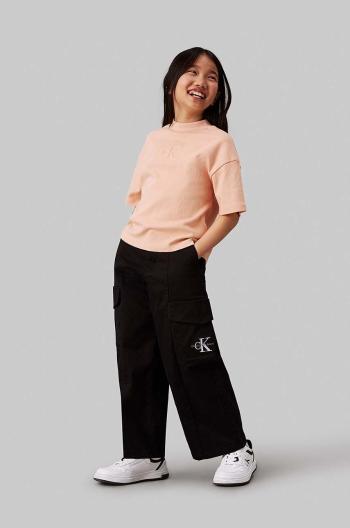 Detské nohavice Calvin Klein Jeans UTILITY CARGO PANTS čierna farba, jednofarebné, IG0IG02513