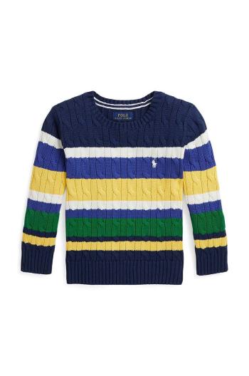 Detský bavlnený sveter Polo Ralph Lauren zelená farba, tenký, 322941097001