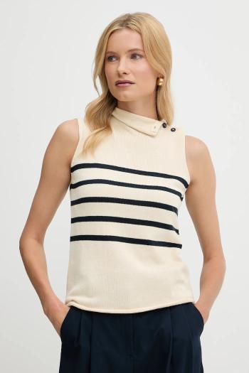 Bavlnená vesta Weekend Max Mara TROFEO béžová farba, ľahké, s polorolákom, 2525366121600