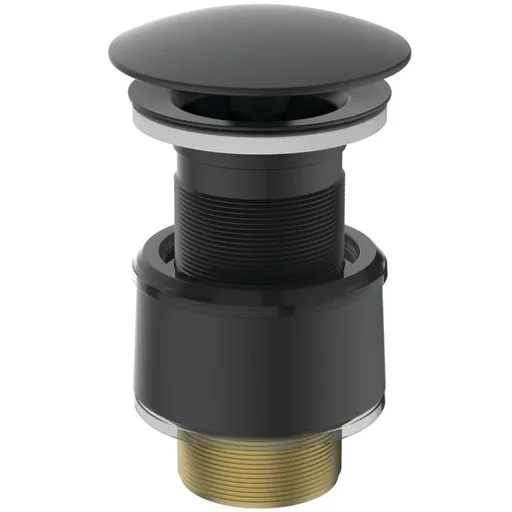 Neuzatvárateľný vtok J3291XG s krytkou pre umývadlá bez prepadu v čiernej farbe.