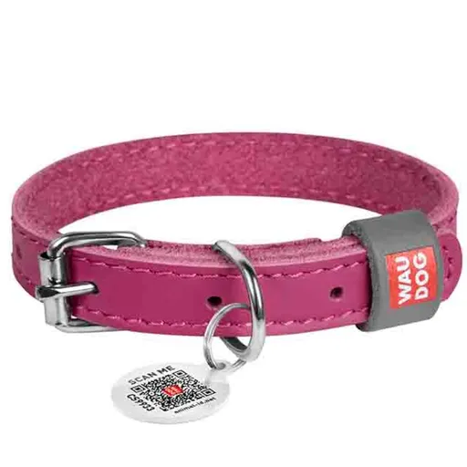 WAUDOG Classic Kožený obojok pre psov ružový 1 kus, Veľkosť: XXS