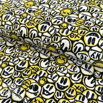 Úplet Pulling faces yellow digital print