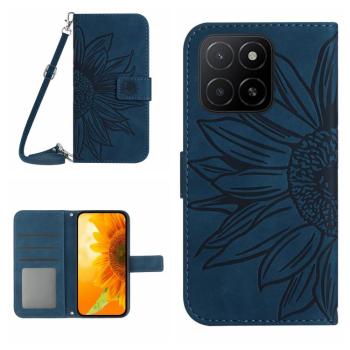 ART SUNFLOWER Peňaženkový obal so šnúrkou pre Honor X8c modrý