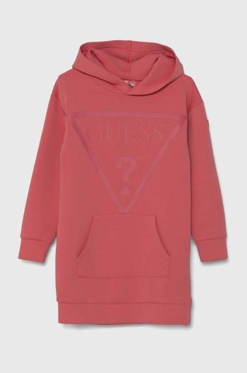 Dievčenské šaty Guess ružová farba, mini, rovný strih, J2BK35 FL03S