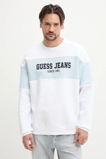 Mikina Guess Jeans pánska, biela farba, vzorovaná, M4BQ39 K9V31