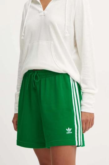 Šortky adidas Originals dámske, zelená farba, s nášivkou, vysoký pás, IY2157