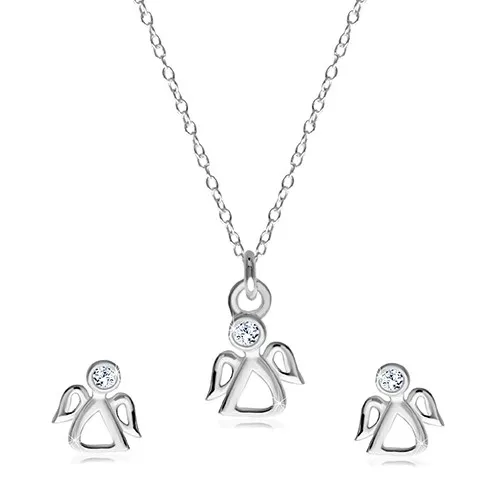 Dvojset zo striebra 925 - náušnice a náhrdelník, vykrajovaný anjelik s čírym zirkónom