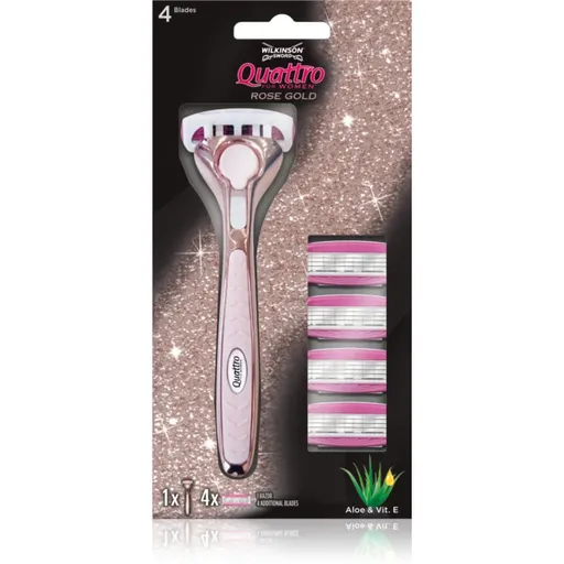 Wilkinson Sword Quattro for Women Rose Gold holiaci strojček + náhradné hlavice 4 ks
