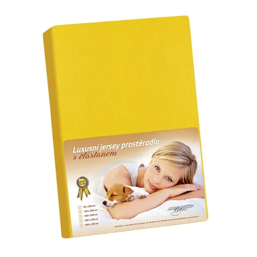 Bellatex Jersey prestieradlo s elastanom žltá, 180 x 200 cm