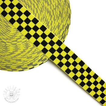 Guma hladká 4 cm Chequered jacquard yellow