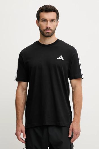 Bavlnené tričko adidas 3-Stripes pánske, čierna farba, s nášivkou, JV6783
