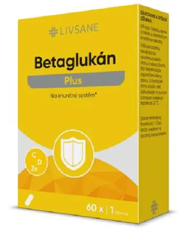 LIVSANE Betaglukán Plus kapsule s vitamínmi C, D, zinkom a betaglukánom 60cps