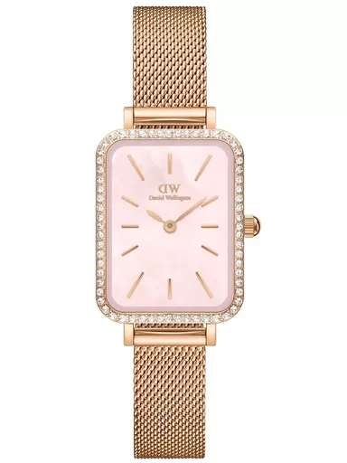 DÁMSKE HODINKY DANIEL WELLINGTON Quadro Lumine Bezel Melrose Pink DW00100669 + BOX (zw519j)