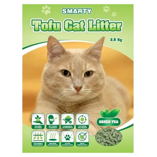SMARTY Tofu cat litter green tea podstielka pre mačky 2,8 kg